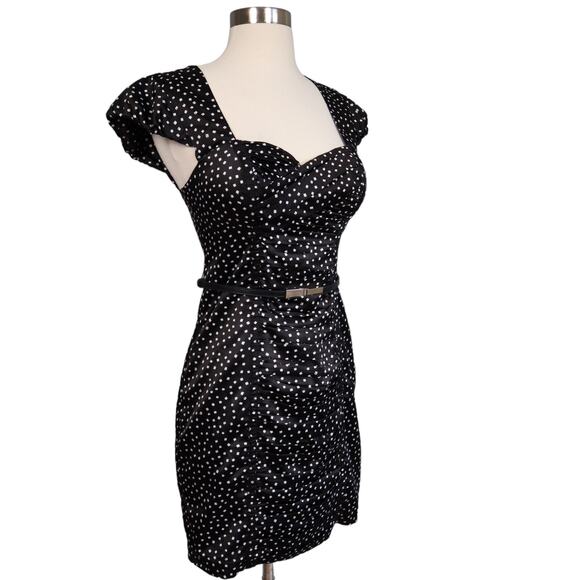 Guess Black and White Polka Dot Mini Dress - Picture 1 of 14
